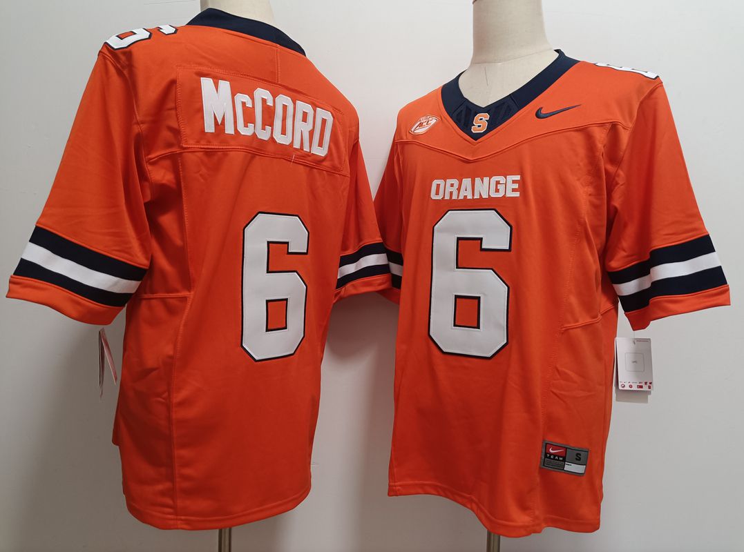Men Syracuse Orange #6 Mccord Orange Nike 2025 NCAA Jersey